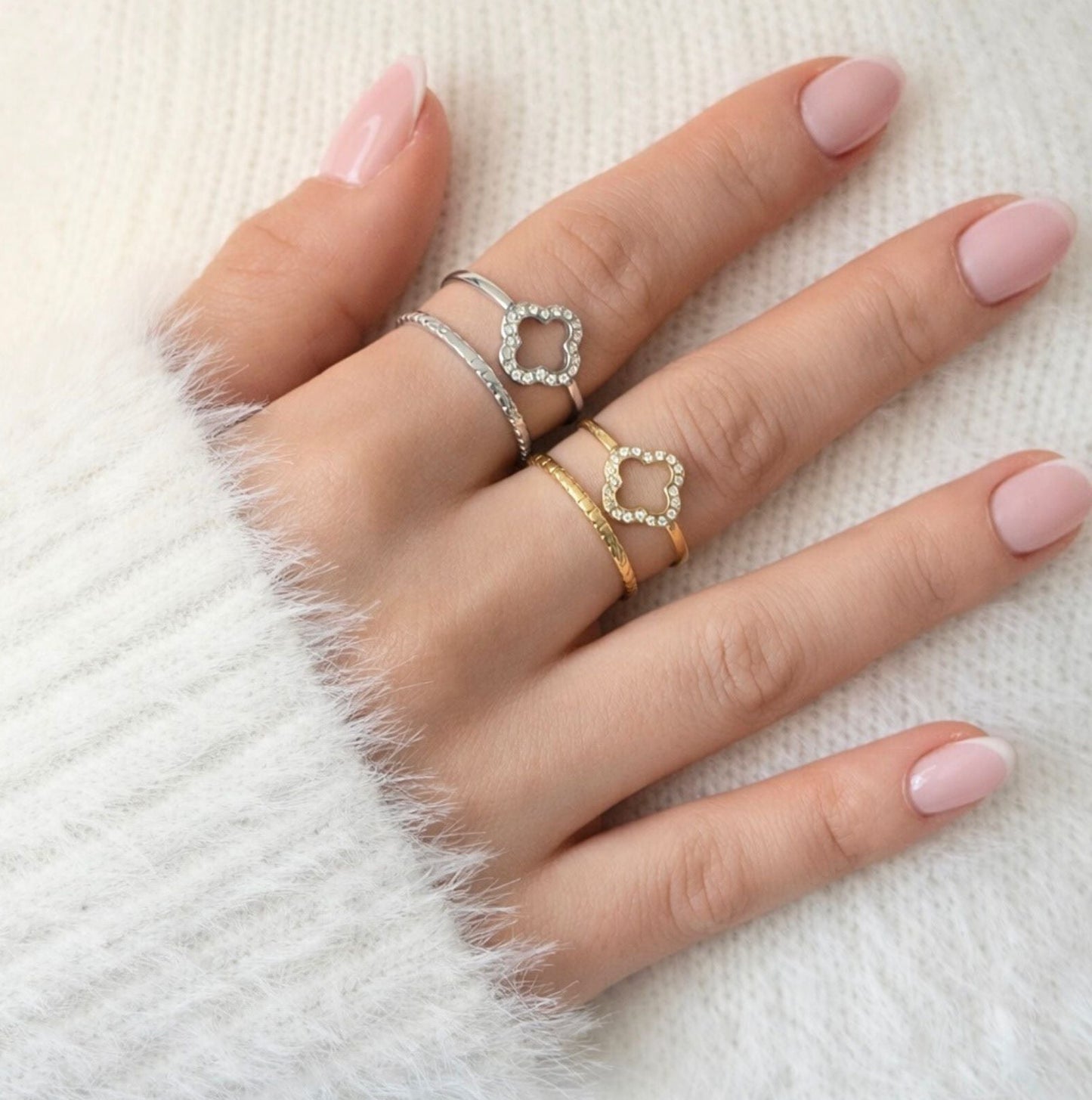 Bague Alix en acier inoxydable portée - Luneia Bijoux