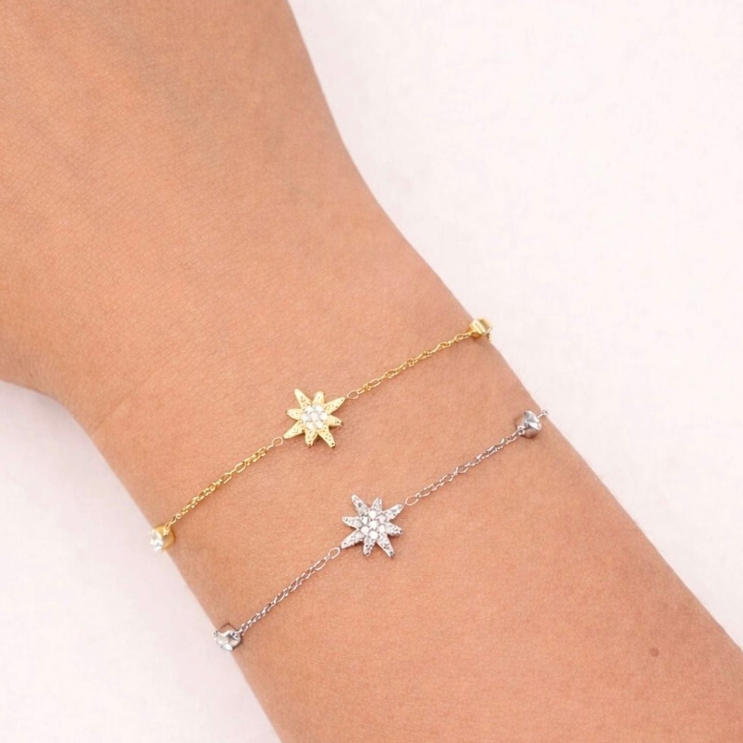 Bracelet Stella en acier inoxydable porté - Luneia Bijoux