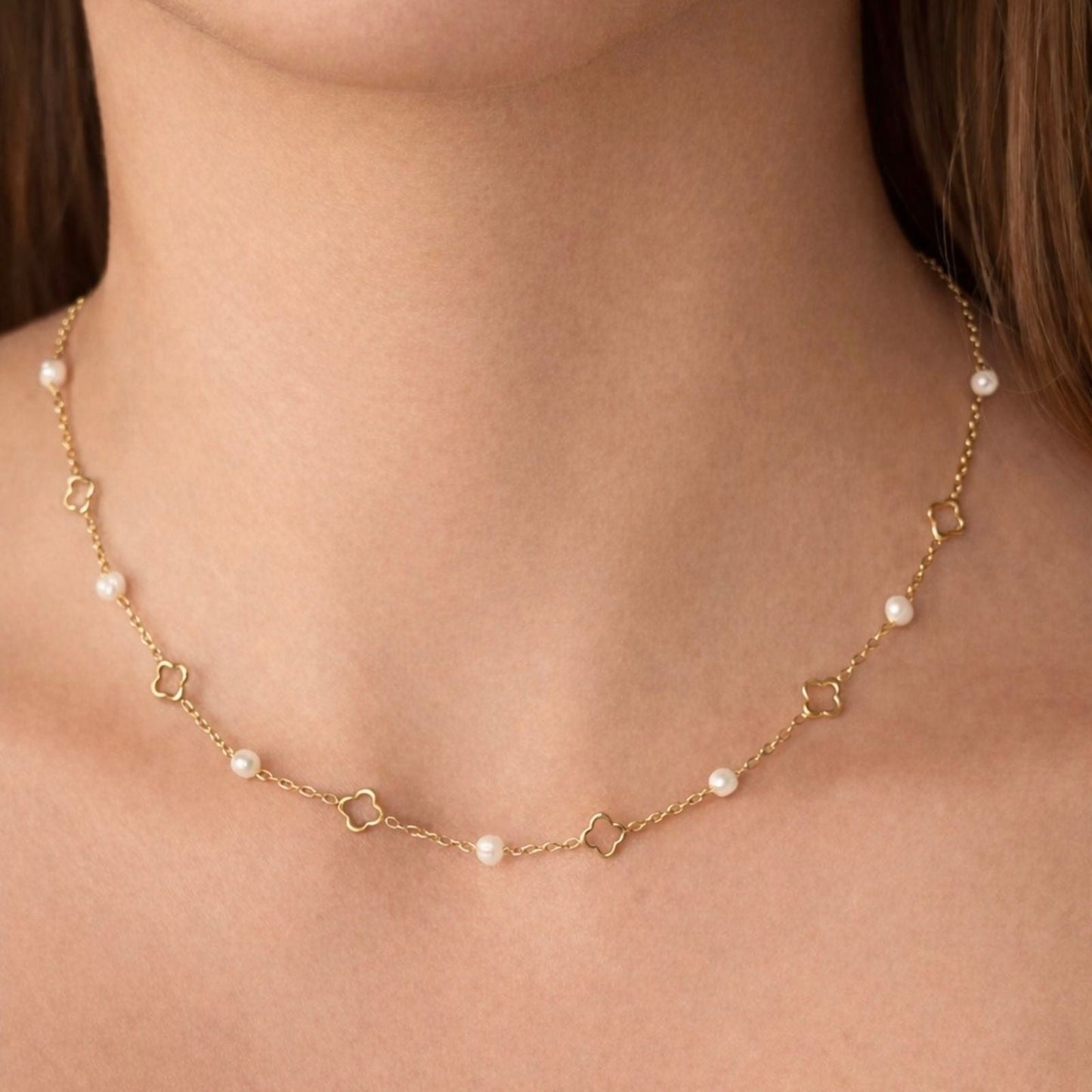 Collier Léna en acier inoxydable porté - Luneia Bijoux