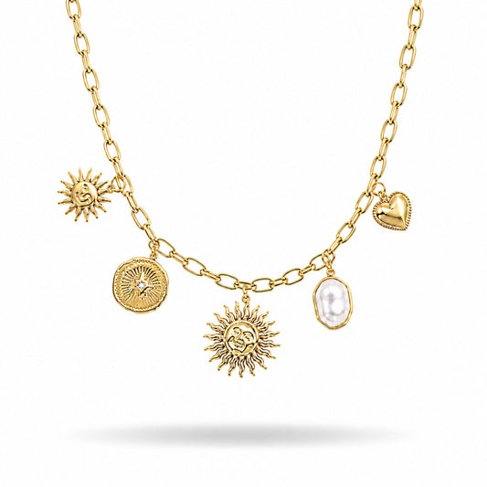 Collier Sun en acier inoxydable doré - Luneia Bijoux