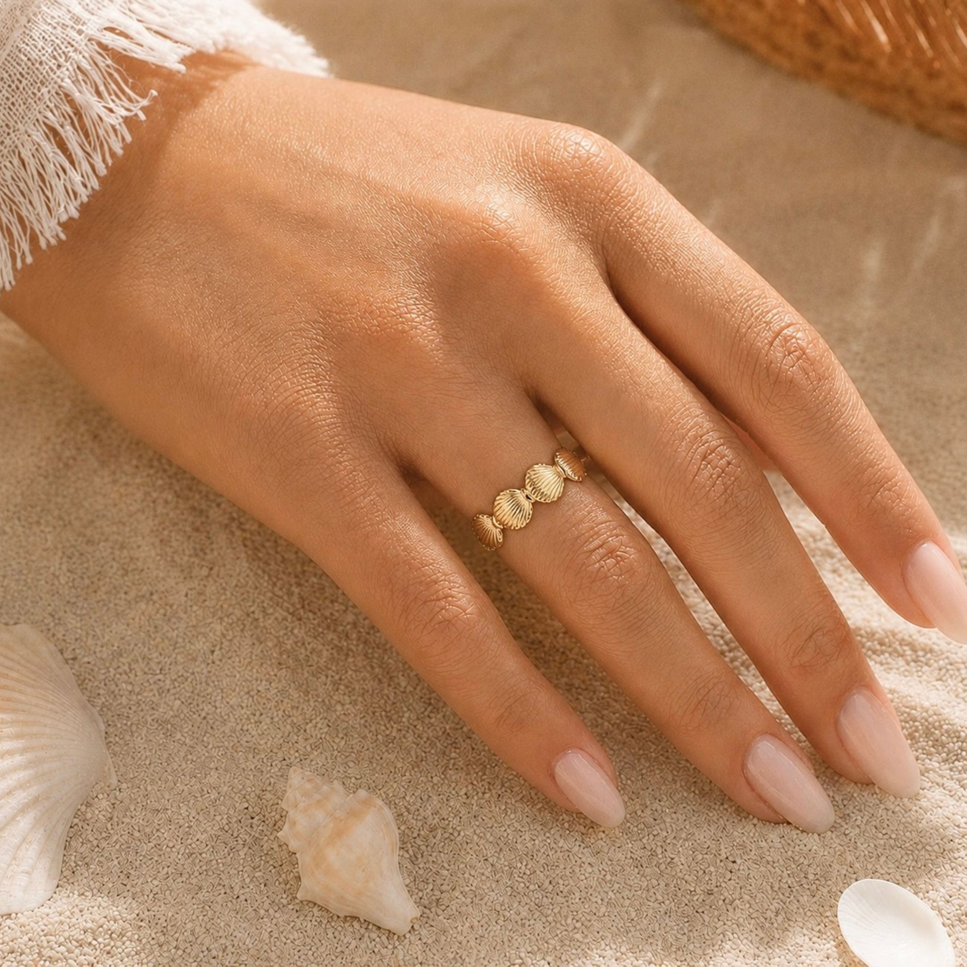 Bague Bahia en acier inoxydable portée - Luneia Bijoux