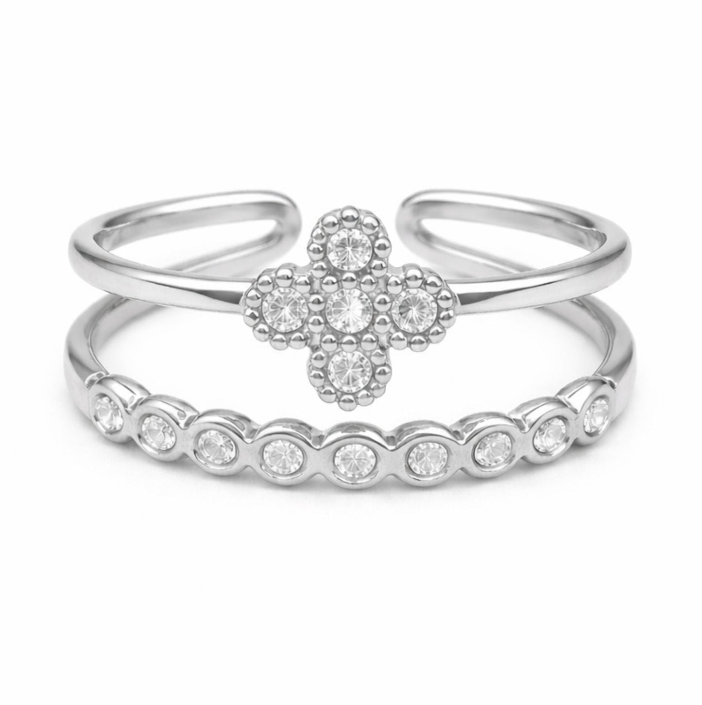 Bague Elena en acier inoxydable argenté - Luneia Bijoux