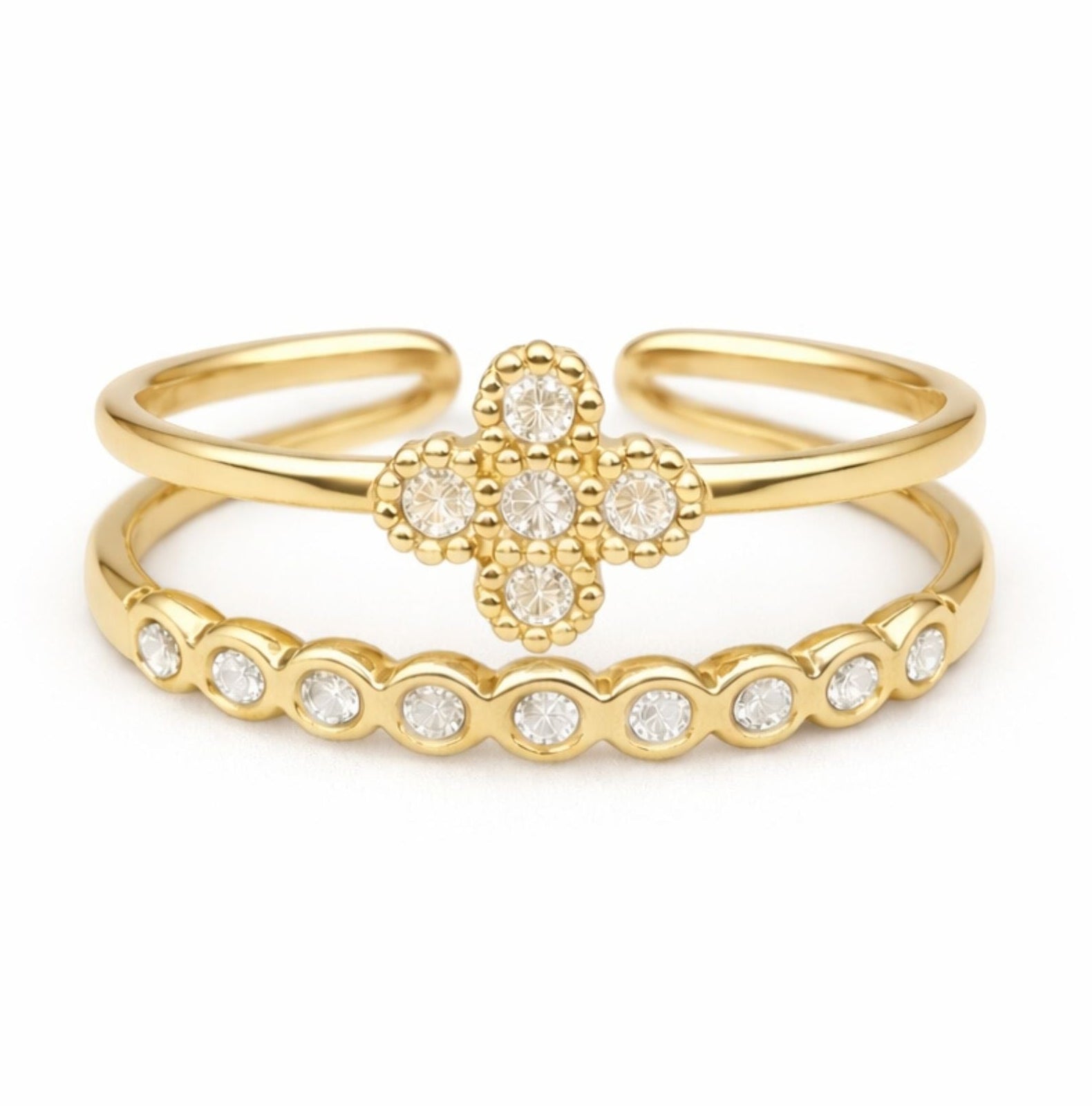 Bague Elena en acier inoxydable doré - Luneia Bijoux