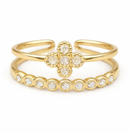 Bague Elena en acier inoxydable doré - Luneia Bijoux