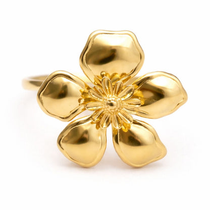 Bague Flora en acier inoxydable doré - Luneia Bijoux