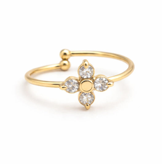 Bague Ivy en acier inoxydable doré - Luneia Bijoux