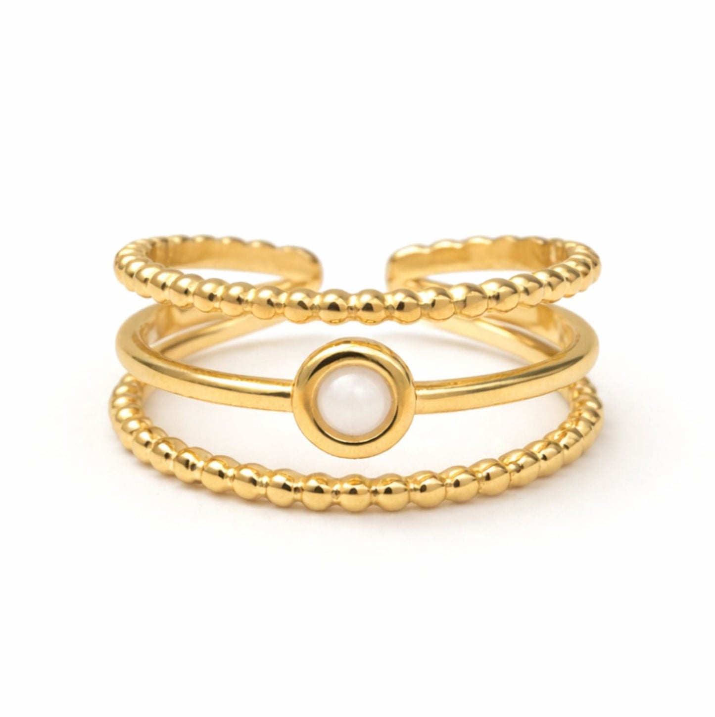 Bague Jade en acier inoxydable doré - Luneia Bijoux