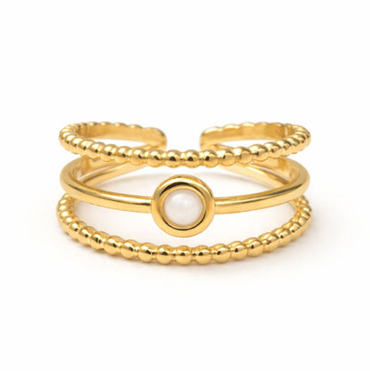 Bague Jade en acier inoxydable doré - Luneia Bijoux