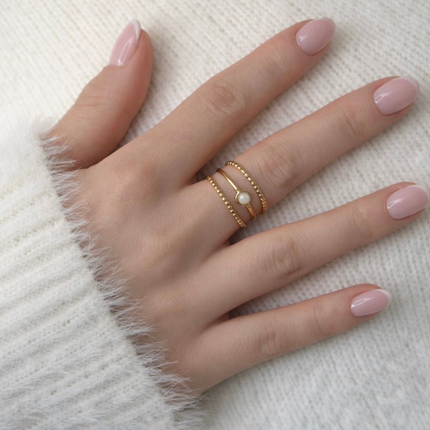 Bague Jade en acier inoxydable portée - Luneia Bijoux