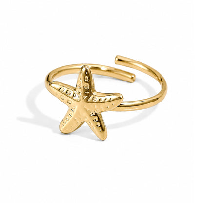 Bague Loane en acier inoxydable doré - Luneia Bijoux