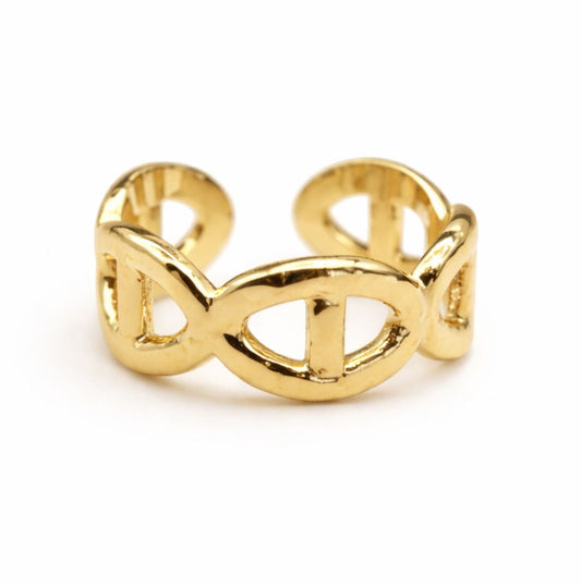 Bague Lya en acier inoxydable doré - Luneia Bijoux