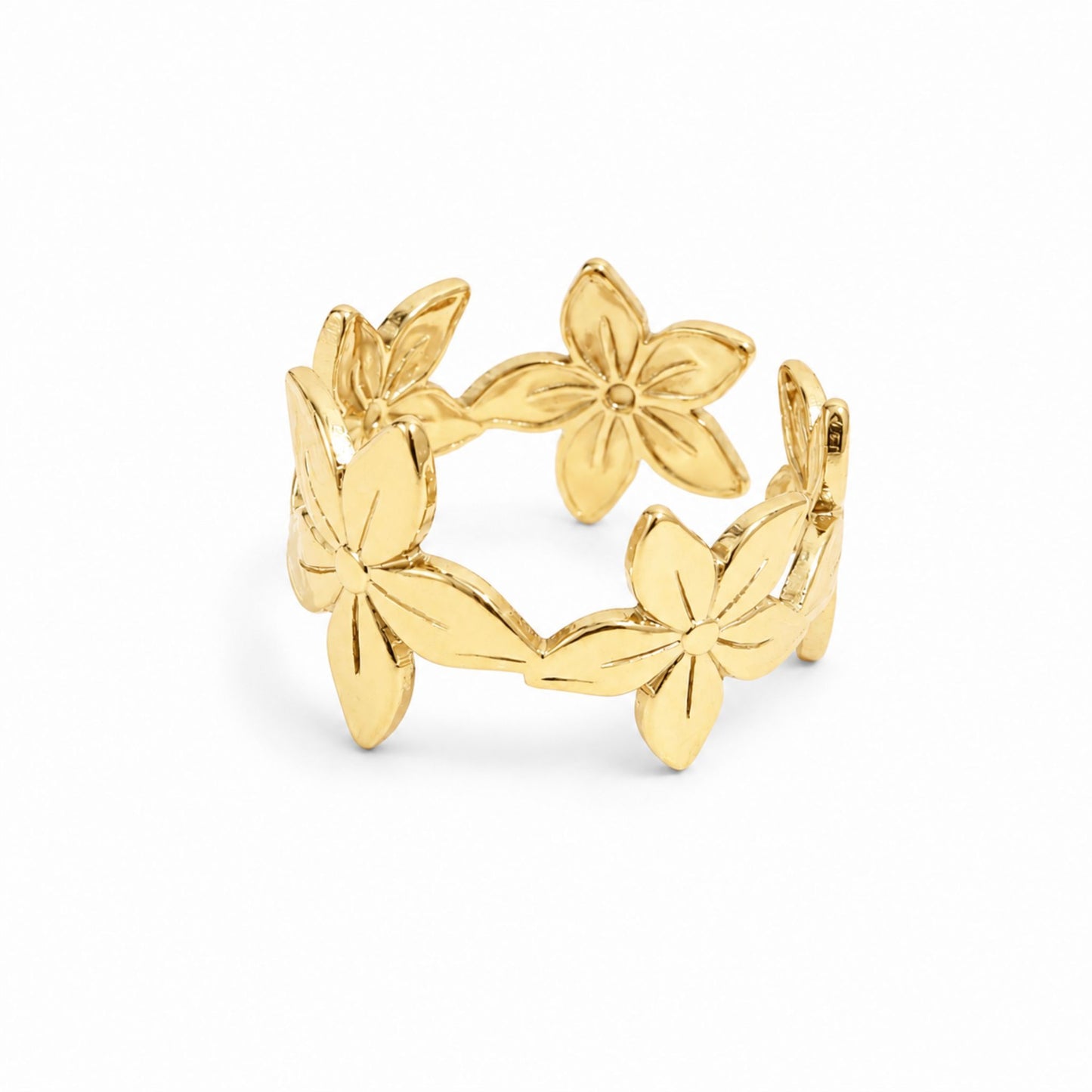 Bague Lysie en acier inoxydable doré - Luneia Bijoux
