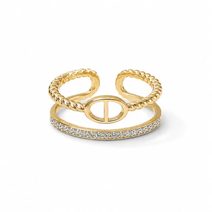 Bague Maia en acier inoxydable doré - Luneia Bijoux