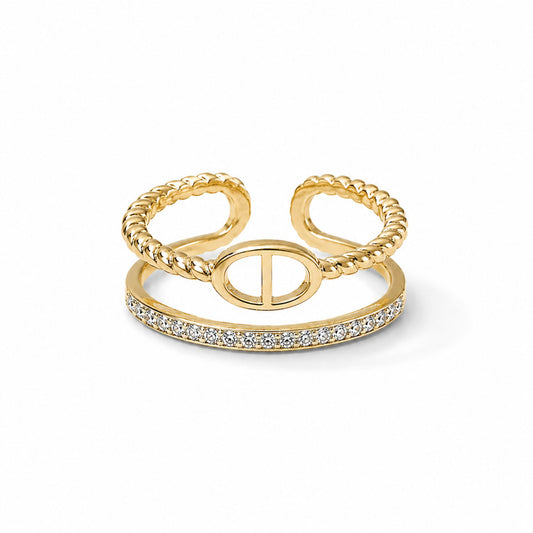 Bague Maia en acier inoxydable doré - Luneia Bijoux
