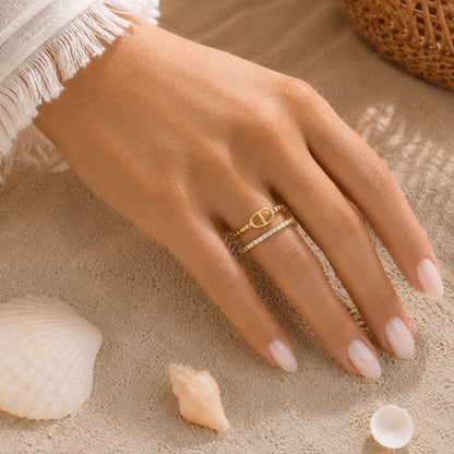 Bague Maia en acier inoxydable portée - Luneia Bijoux 