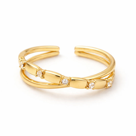 Bague Soline en acier inoxydable doré - Luneia Bijoux