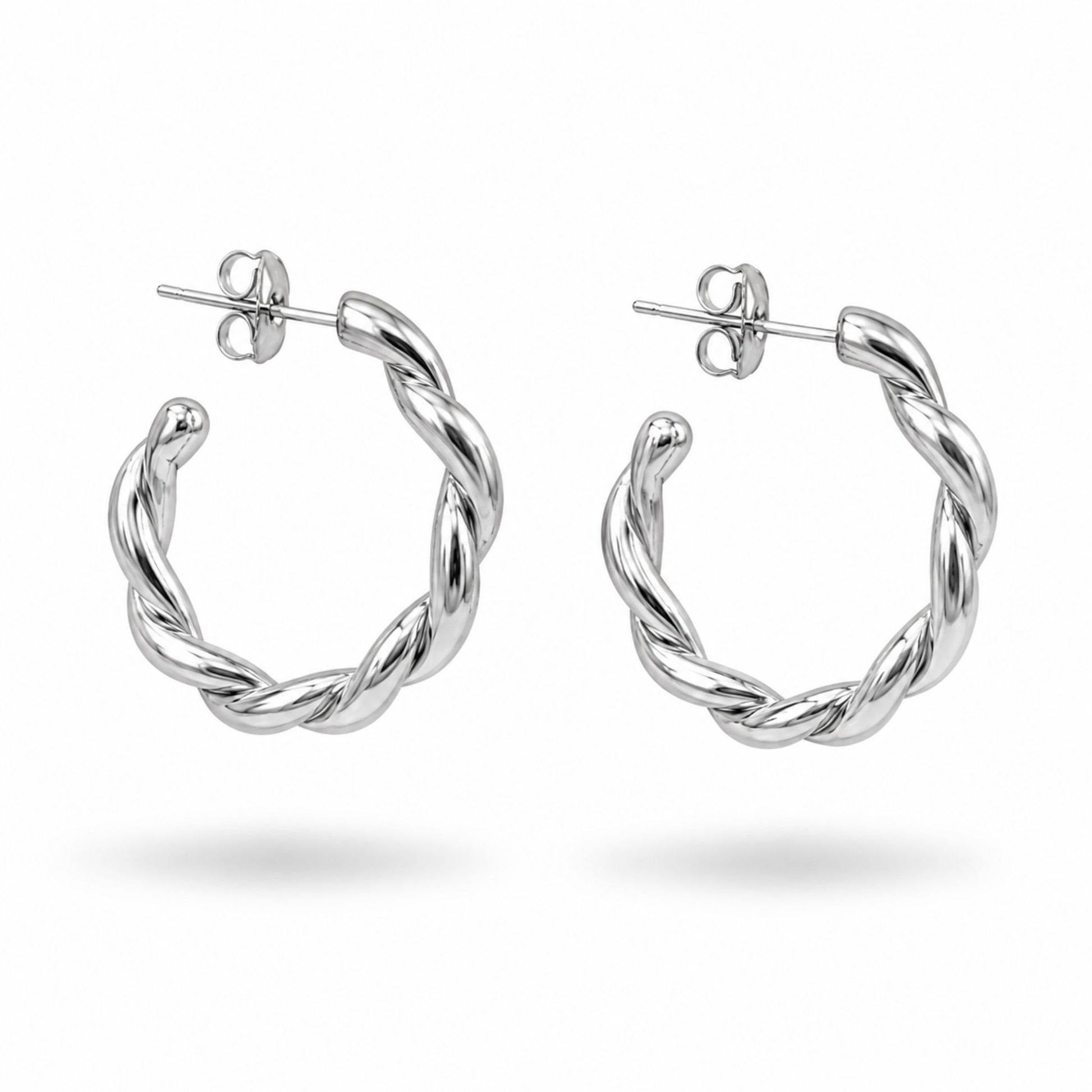 Boucles d’oreilles Aura en acier inoxydable argenté - Luneia Bijoux