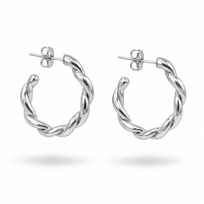 Boucles d’oreilles Aura en acier inoxydable argenté - Luneia Bijoux
