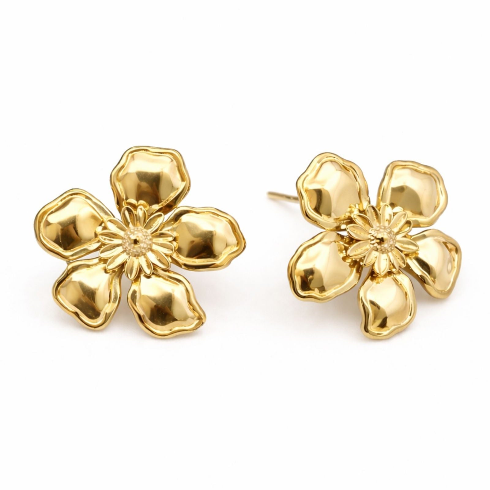 Boucles d’oreilles Flora en acier inoxydable doré - Luneia Bijoux