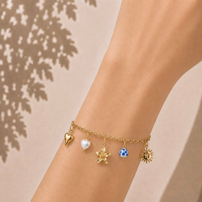 Bracelet Azura en acier inoxydable porté - Luneia Bijoux