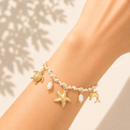 Bracelet Coralia en acier inoxydable porté - Luneia Bijoux
