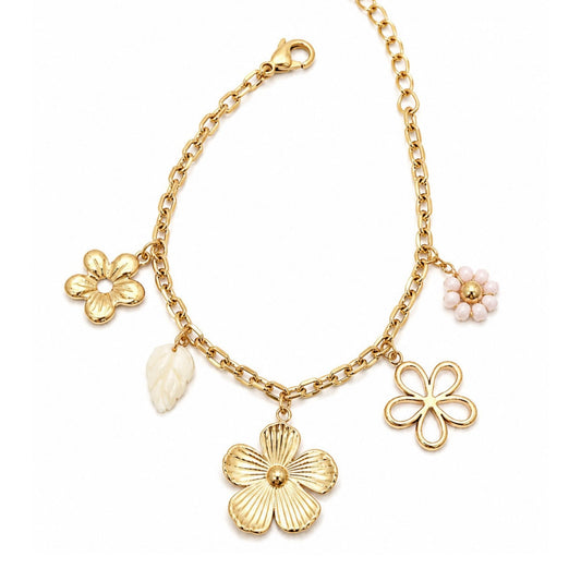 Bracelet Flore en acier inoxydable doré - Luneia Bijoux