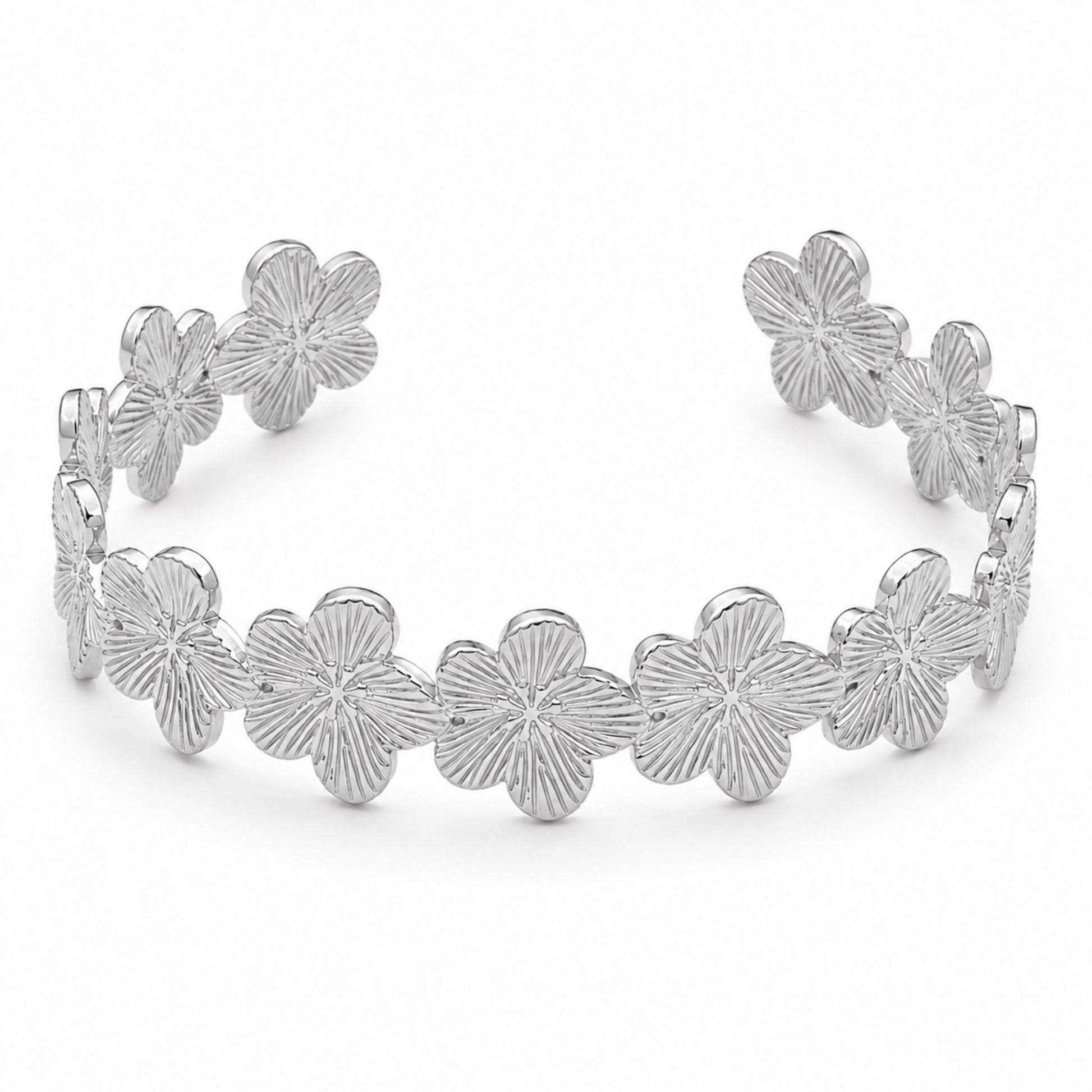 Bracelet jonc Thaïs en acier inoxydable argenté - Luneia Bijoux 