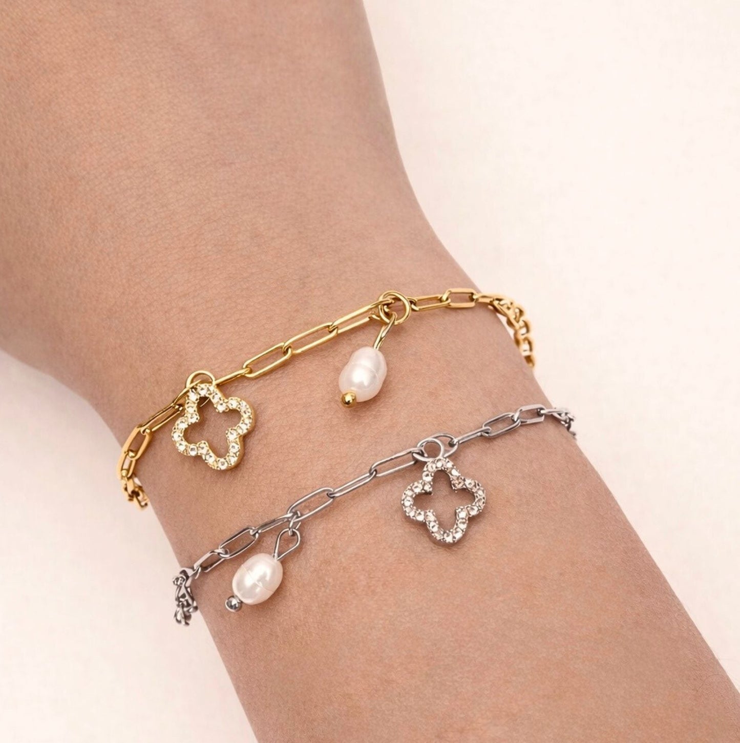 Bracelet Lina en acier inoxydable porté - Luneia Bijoux