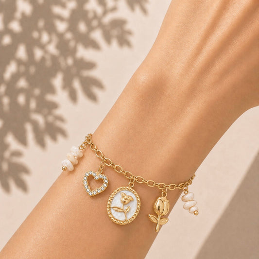 Bracelet Rosalia en acier inoxydable porté - Luneia Bijoux