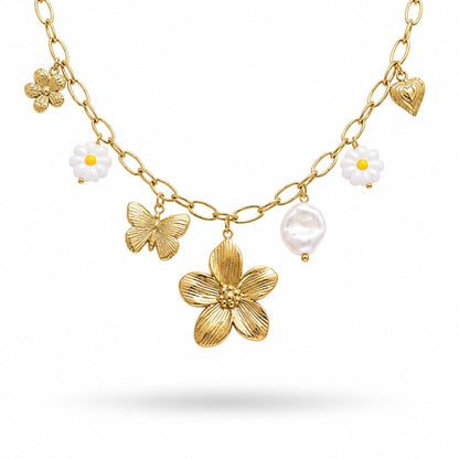Collier Bloom en acier inoxydable doré - Luneia Bijoux