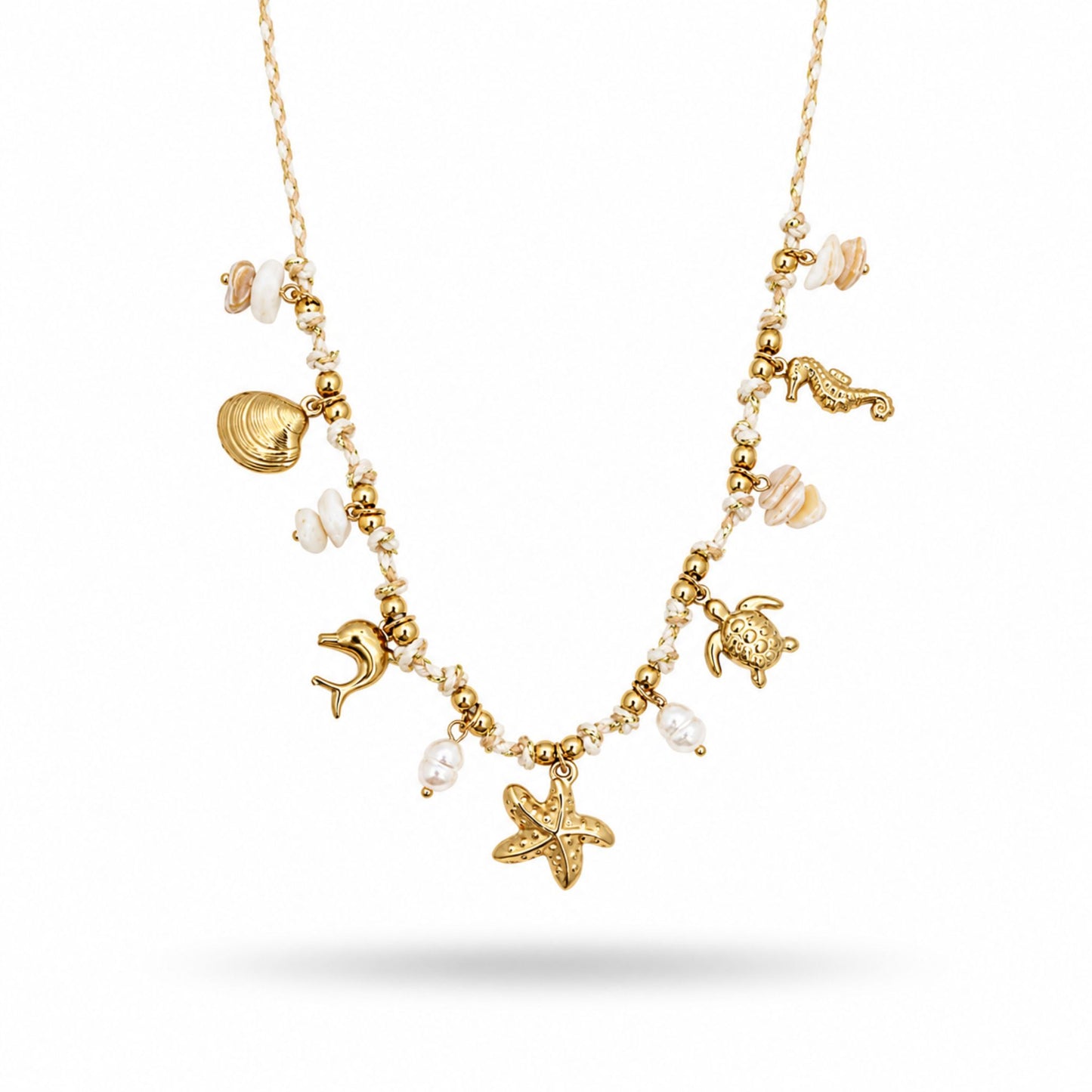 Collier Coralia en acier inoxydable doré - Luneia Bijoux