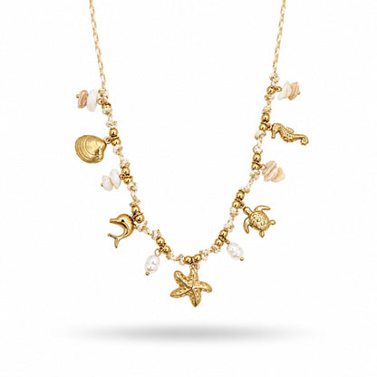 Collier Coralia en acier inoxydable doré - Luneia Bijoux