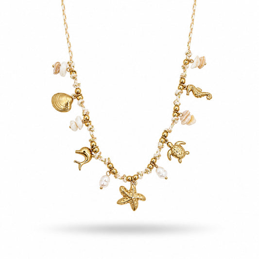 Collier Coralia en acier inoxydable doré - Luneia Bijoux