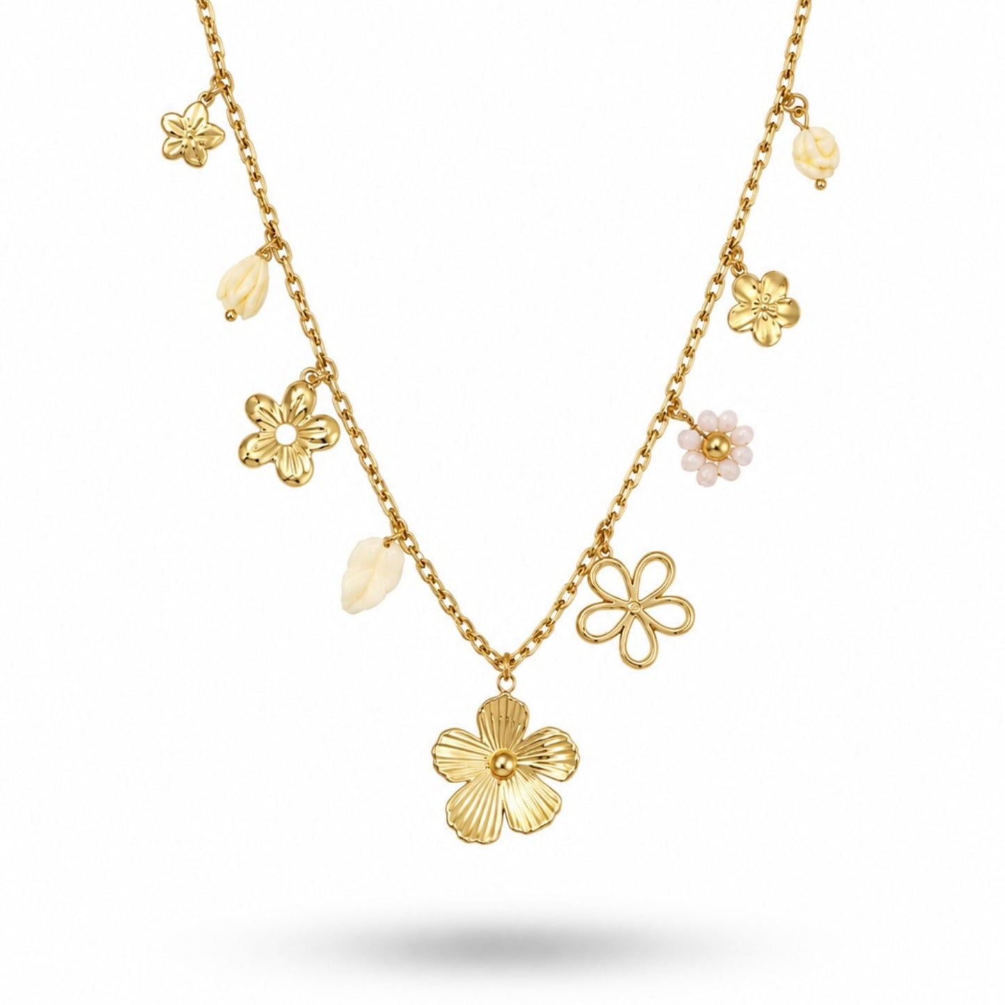 Collier Flore en acier inoxydable doré - Luneia Bijoux