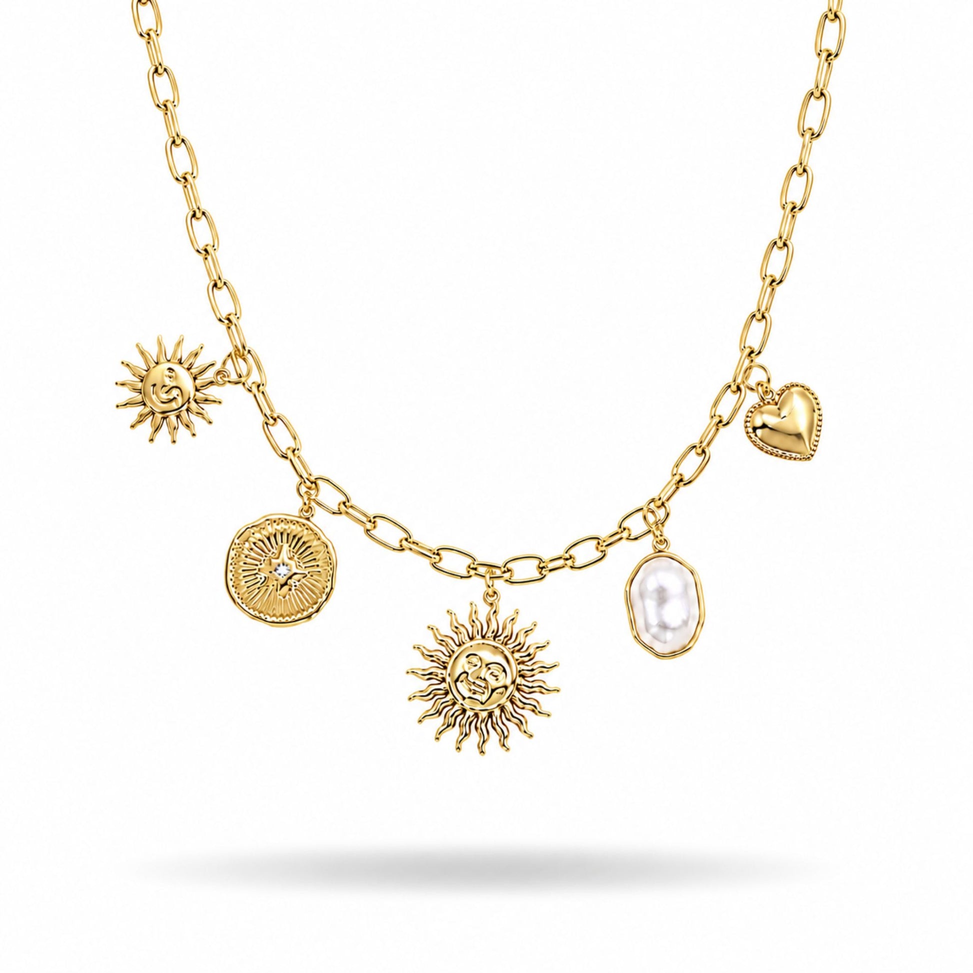 Collier Sun en acier inoxydable doré - Luneia Bijoux