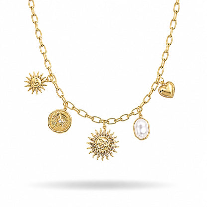 Collier Sun en acier inoxydable doré - Luneia Bijoux